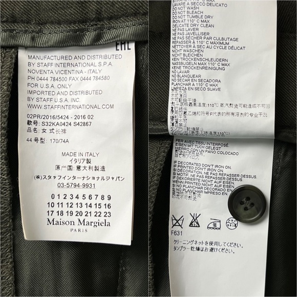 MAISON MARGIELA MM6 Olive Wool Blend High Rise Straight Leg Ankle Crop Trouser 8 - Picture 5 of 5